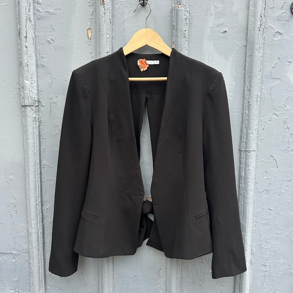 Pink Stitch Black Tie black blazer, size 8